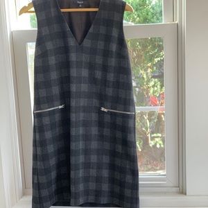 Madewell wool jumper/dress in black/grey plaid